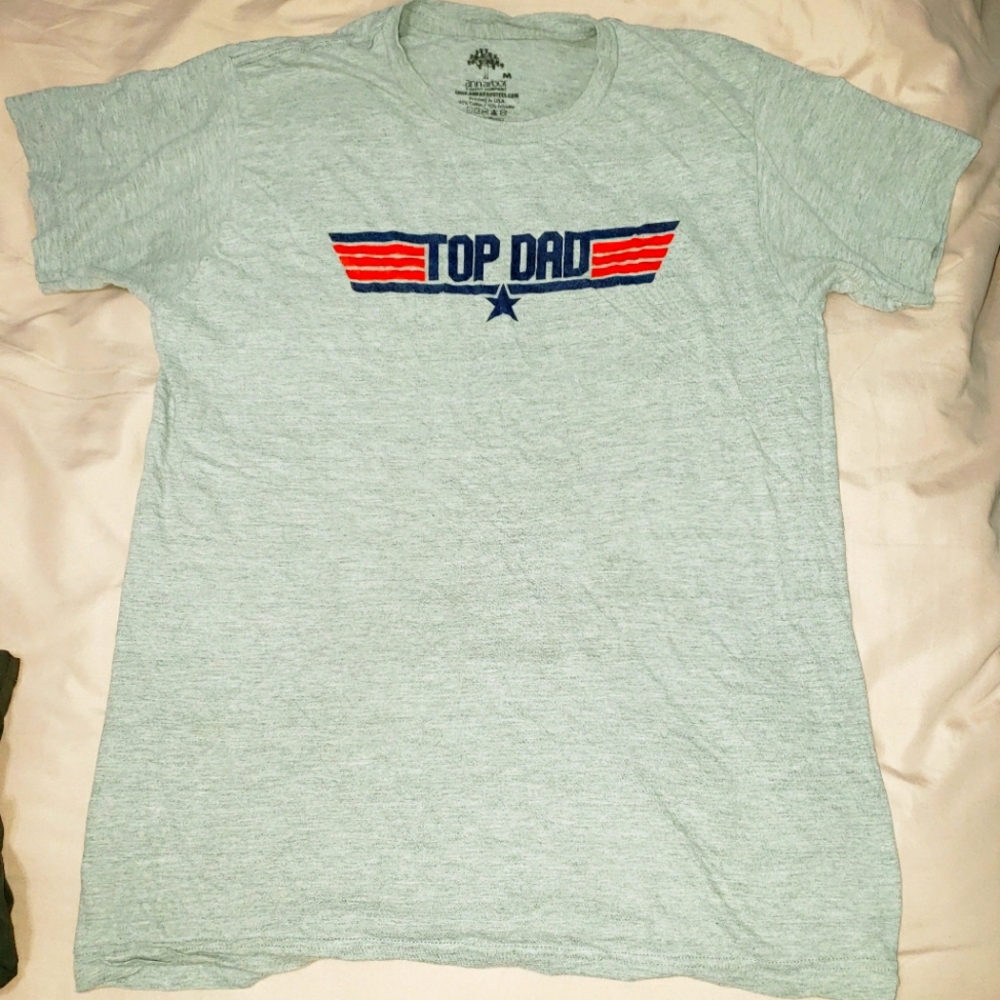 Men's Size M Gray/Blue/Red "Top Dad" T-Shirt by Ann Arbor